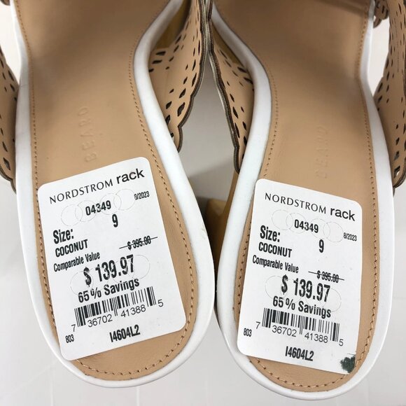 Veronica Beard White Tan Ultra-High Leather Heels | Size 9 - Picture 4 of 8